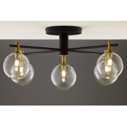 Jupiter 2035 - Virsapmetuma lustra FIGARO 5xG9/10W/230V melna/zelta/bēša/caurspīdīga