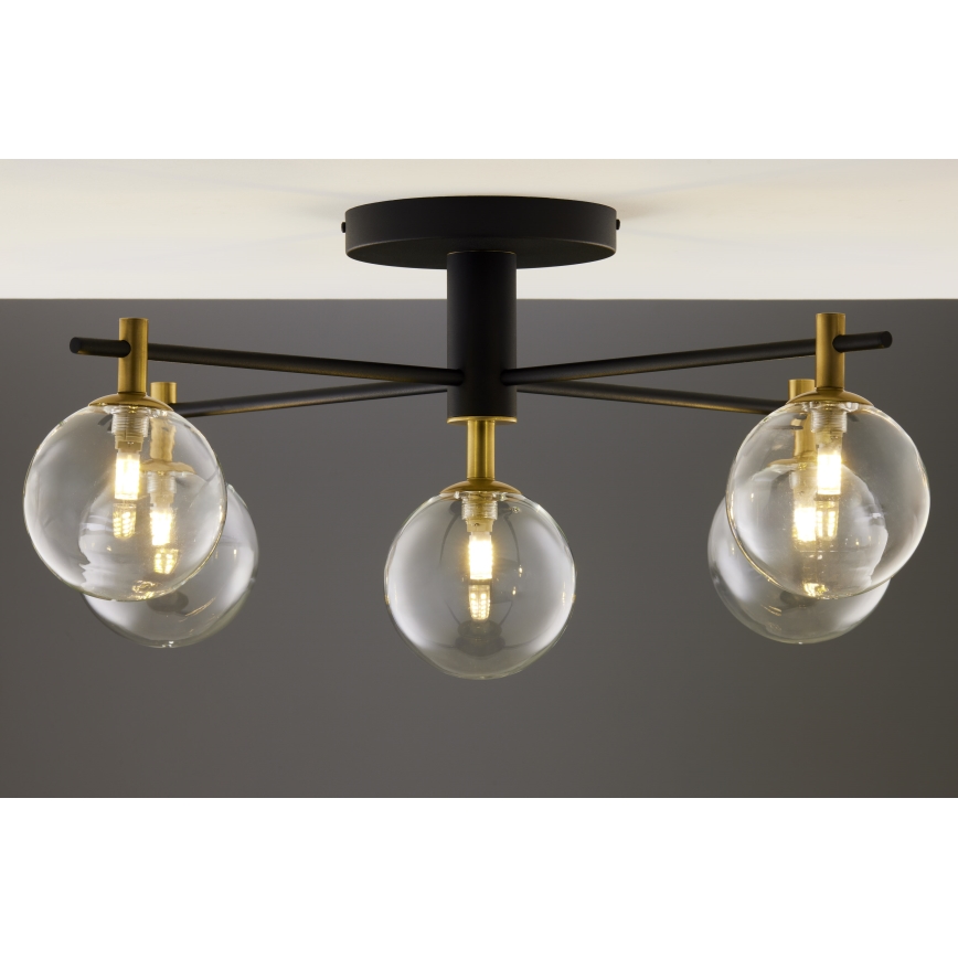 Jupiter 2035 - Virsapmetuma lustra FIGARO 5xG9/10W/230V melna/zelta/bēša/caurspīdīga