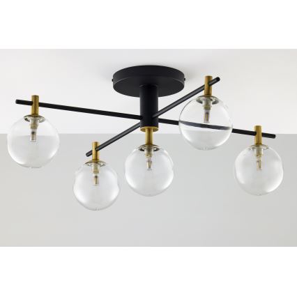 Jupiter 2035 - Virsapmetuma lustra FIGARO 5xG9/10W/230V melna/zelta/bēša/caurspīdīga