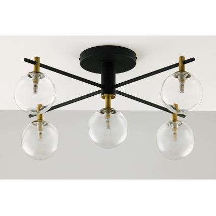 Jupiter 2035 - Virsapmetuma lustra FIGARO 5xG9/10W/230V melna/zelta/bēša/caurspīdīga