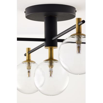 Jupiter 2035 - Virsapmetuma lustra FIGARO 5xG9/10W/230V melna/zelta/bēša/caurspīdīga