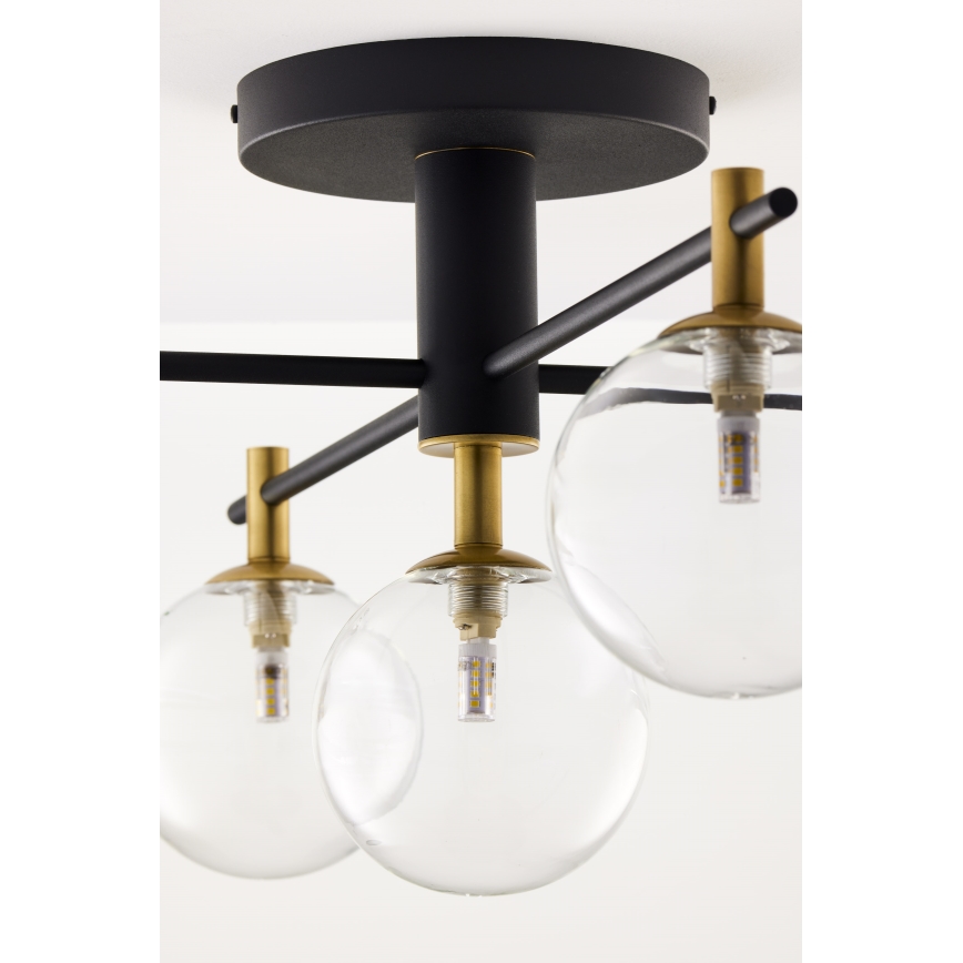 Jupiter 2035 - Virsapmetuma lustra FIGARO 5xG9/10W/230V melna/zelta/bēša/caurspīdīga