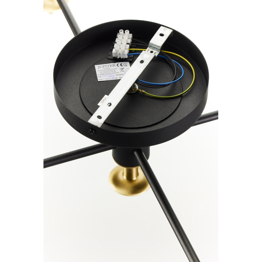 Jupiter 2035 - Virsapmetuma lustra FIGARO 5xG9/10W/230V melna/zelta/bēša/caurspīdīga