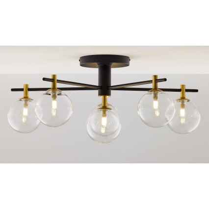 Jupiter 2036 - Virsapmetuma lustra FIGARO 6xG9/10W/230V melna/zelta/bēša/caurspīdīga