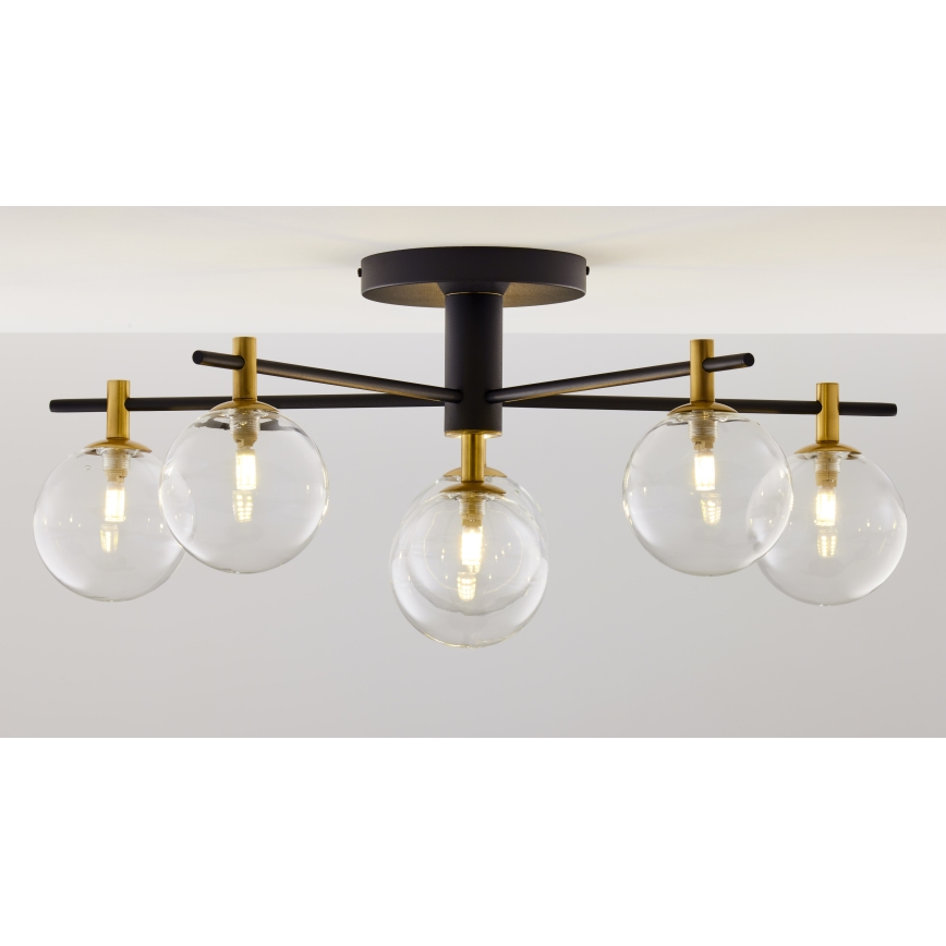 Jupiter 2036 - Virsapmetuma lustra FIGARO 6xG9/10W/230V melna/zelta/bēša/caurspīdīga