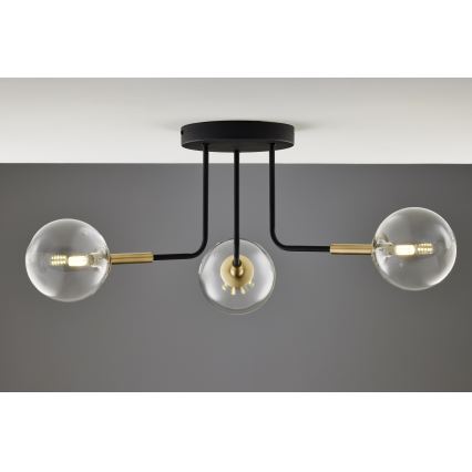 Jupiter 2039 - Lustra ar stieni BURANO 3xG9/10W/230V melna/zelta/caurspīdīga