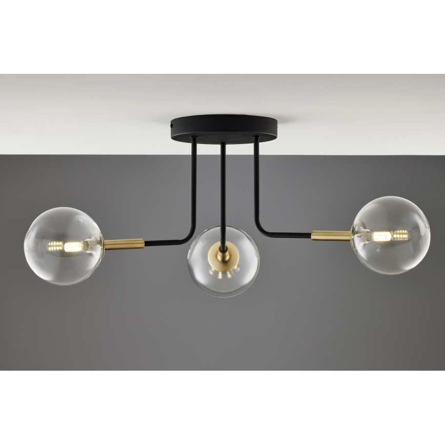 Jupiter 2039 - Lustra ar stieni BURANO 3xG9/10W/230V melna/zelta/caurspīdīga