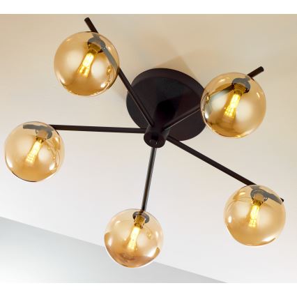 Jupiter 2047 - Virsapmetuma lustra PRATO 5xG9/10W/230V melna/bēša