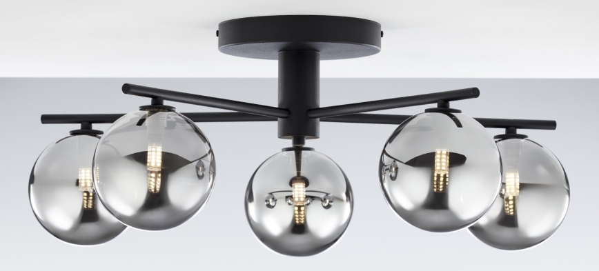 Jupiter 2048 - Piestiprināma griestu lustra PRATO 5xG9/14W/230V melna/dūmakaini pelēka