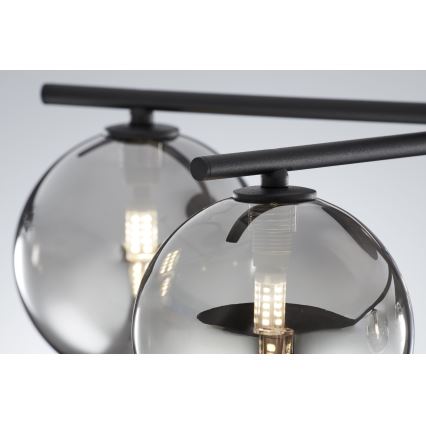 Jupiter 2048 - Piestiprināma griestu lustra PRATO 5xG9/14W/230V melna/dūmakaini pelēka