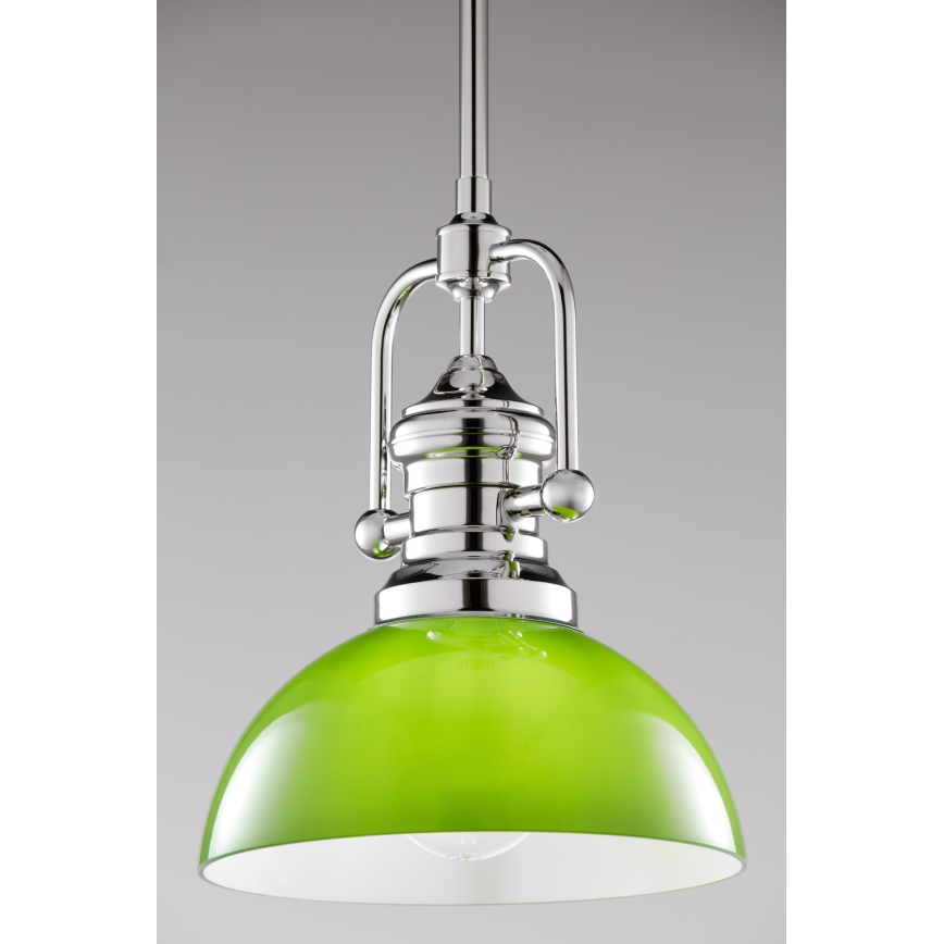 Jupiter 2071 - lustra ar stieni PLATINO 1xE27/15W/230V zaļa/spīdīgs hroms