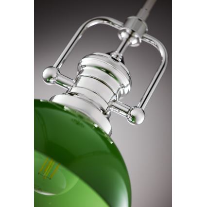 Jupiter 2071 - lustra ar stieni PLATINO 1xE27/15W/230V zaļa/spīdīgs hroms