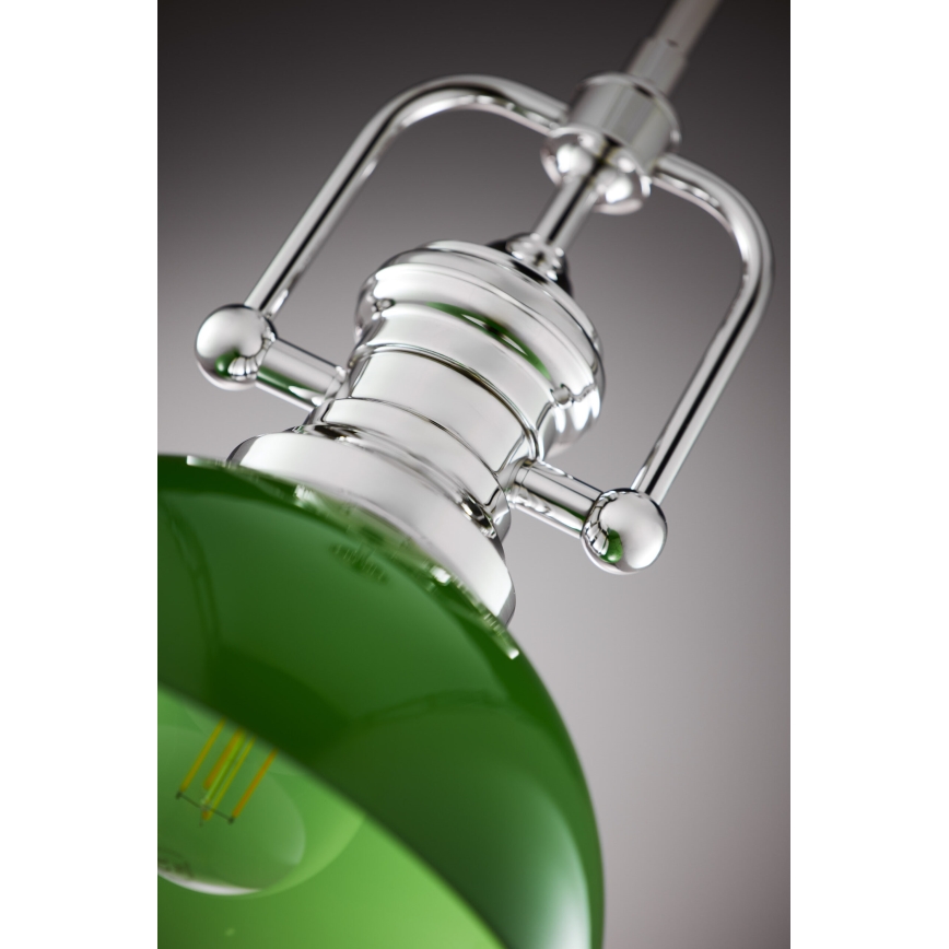 Jupiter 2071 - lustra ar stieni PLATINO 1xE27/15W/230V zaļa/spīdīgs hroms