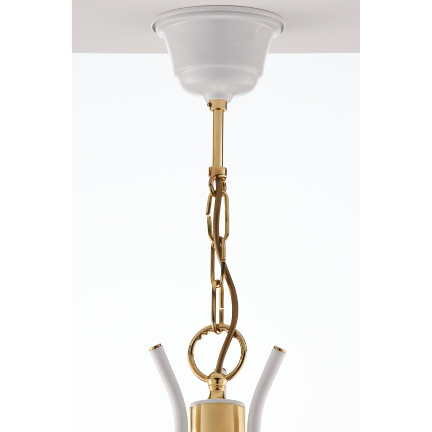 Jupiter 2085 - Pakaramā lustra ar ķēdi SAMBA 3xE27/15W/230V balta/zelta