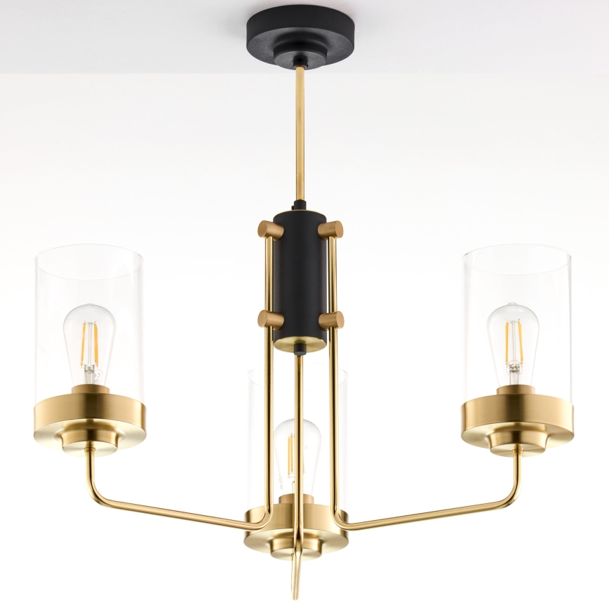 Jupiter 2087 - Lustra ar stieni RAMIREZ 3xE27/15W/230V zelta/melna