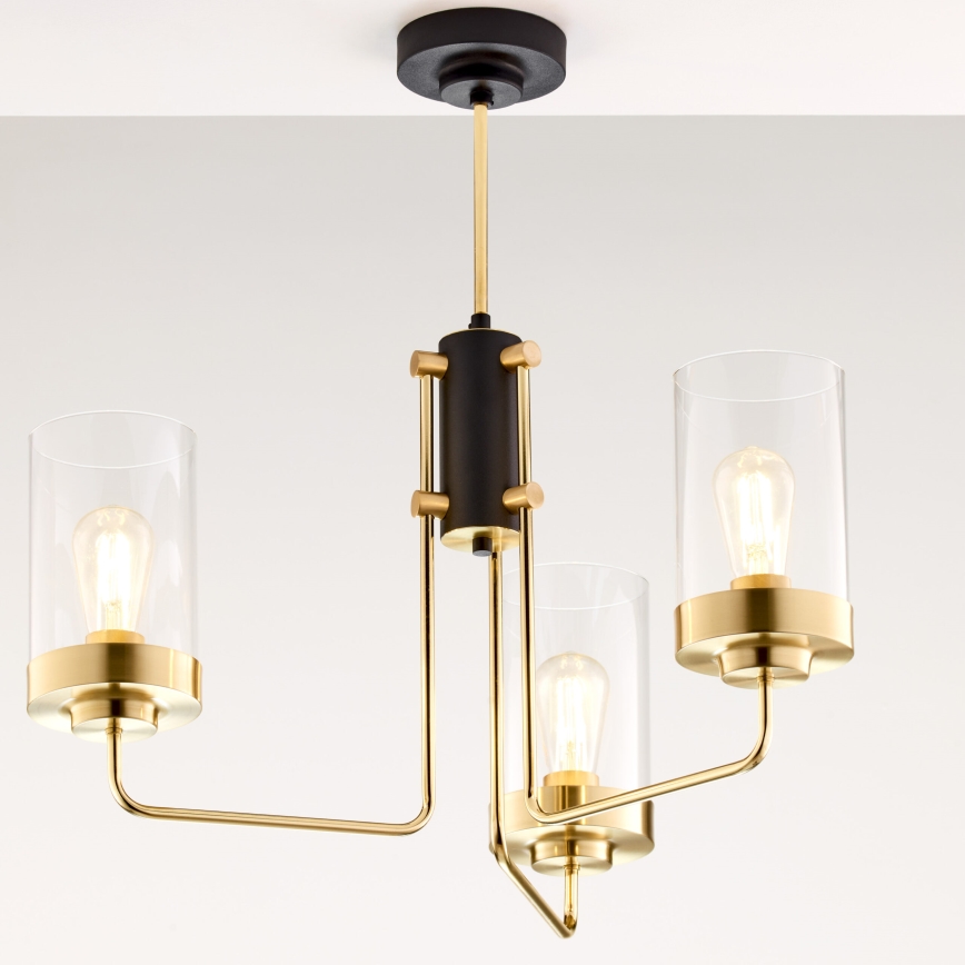 Jupiter 2087 - Lustra ar stieni RAMIREZ 3xE27/15W/230V zelta/melna