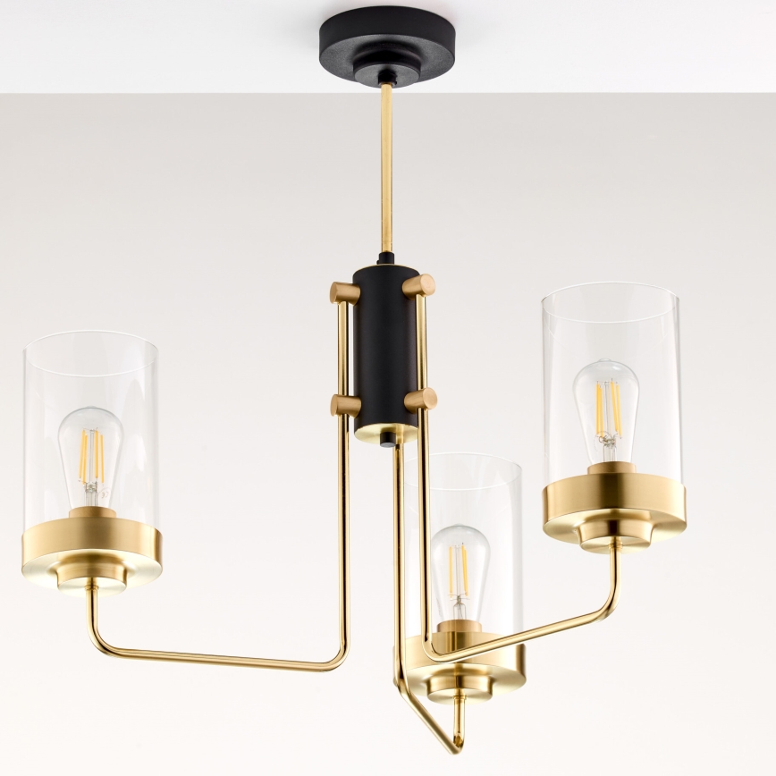 Jupiter 2087 - Lustra ar stieni RAMIREZ 3xE27/15W/230V zelta/melna