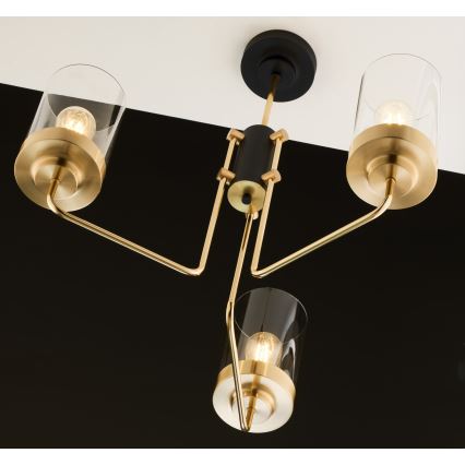 Jupiter 2087 - Lustra ar stieni RAMIREZ 3xE27/15W/230V zelta/melna