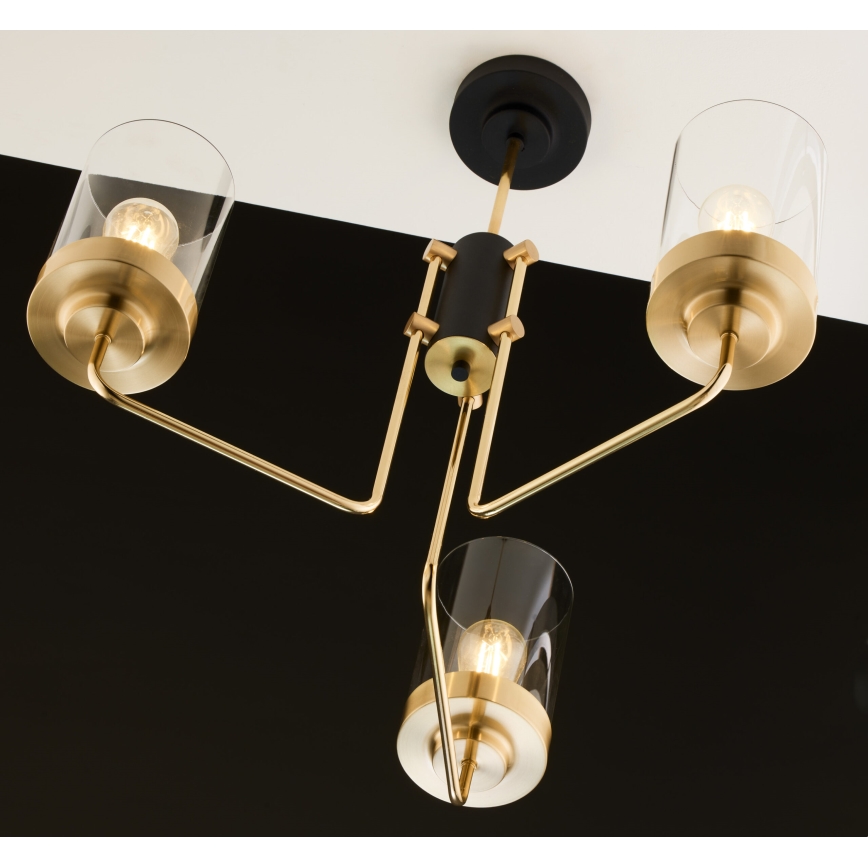Jupiter 2087 - Lustra ar stieni RAMIREZ 3xE27/15W/230V zelta/melna
