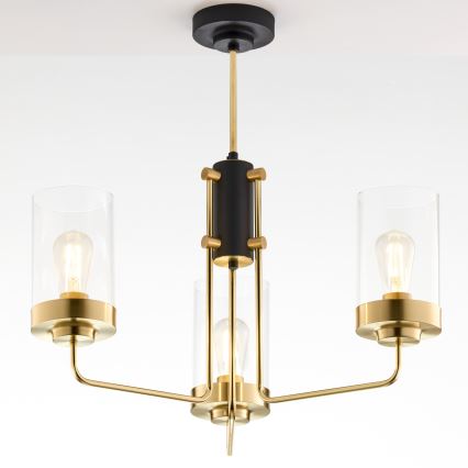 Jupiter 2087 - Lustra ar stieni RAMIREZ 3xE27/15W/230V zelta/melna