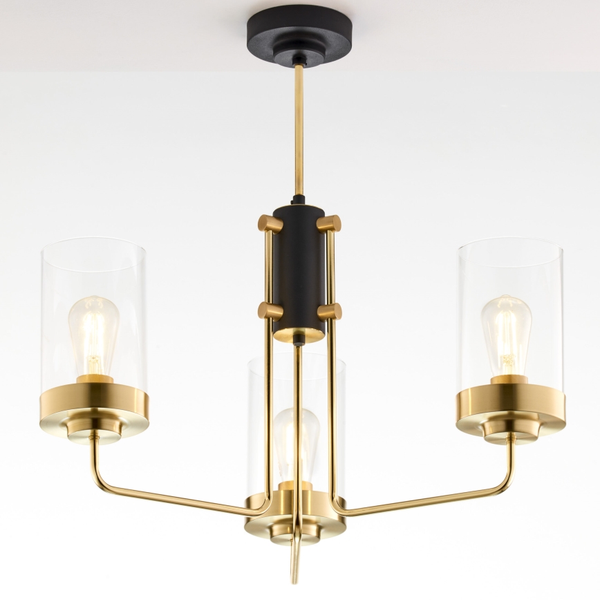 Jupiter 2087 - Lustra ar stieni RAMIREZ 3xE27/15W/230V zelta/melna