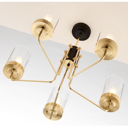Jupiter 2088 - Griestu lustrs ar stieni RAMIREZ 5xE27/15W/230V zelta/melna