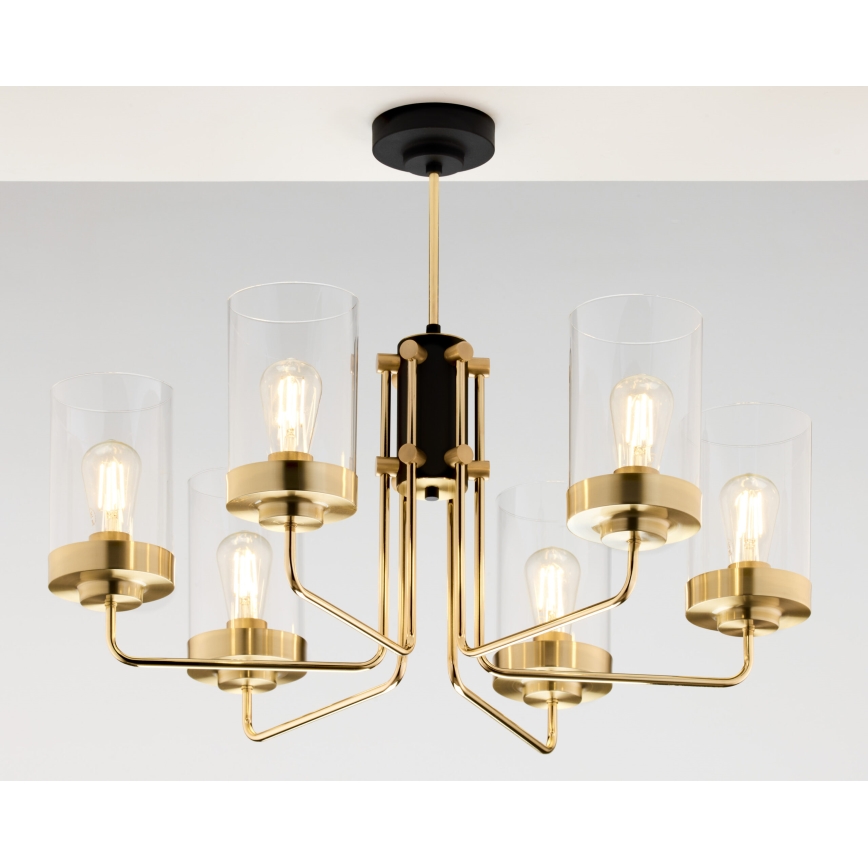 Jupiter 2089 - Lustra ar stieni RAMIREZ 6xE27/15W/230V zelta/melna