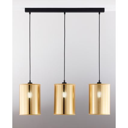 Jupiter 2092 - Karājoša lustra uz troses CORTINA 3xE27/15W/230V zelta/melna