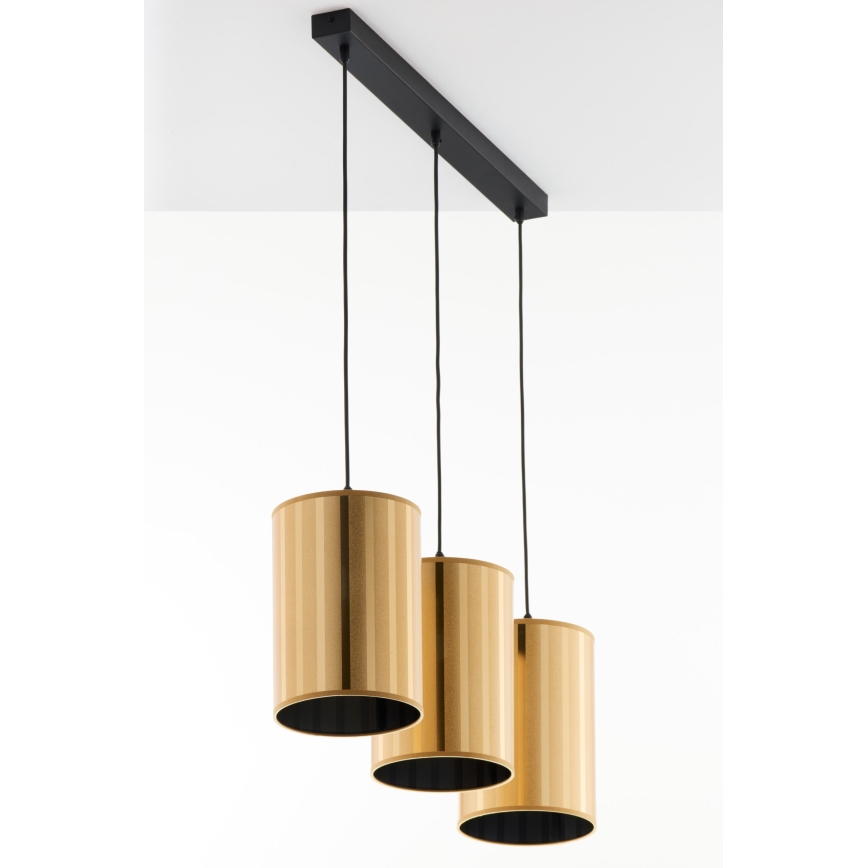 Jupiter 2092 - Karājoša lustra uz troses CORTINA 3xE27/15W/230V zelta/melna