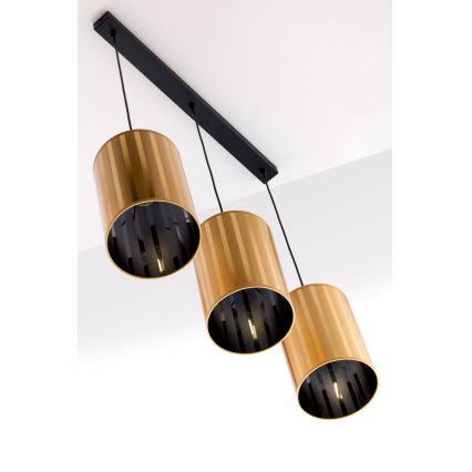 Jupiter 2092 - Karājoša lustra uz troses CORTINA 3xE27/15W/230V zelta/melna