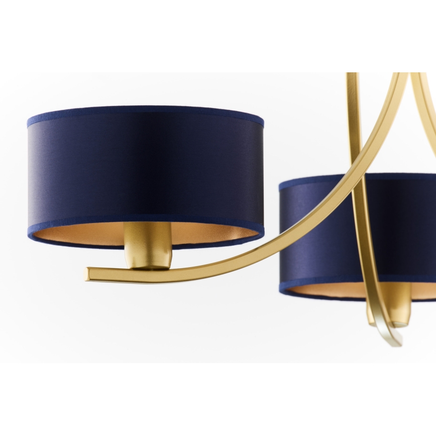 Jupiter 2093 - Lustra ar ķēdi ARTHUR 3xE27/15W/230V zila/zelta