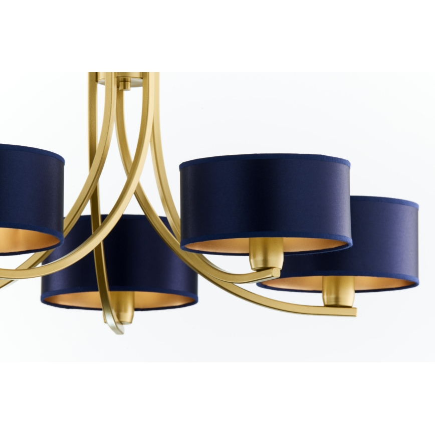 Jupiter 2094 - Lustra ar ķēdi ARTHUR 5xE27/15W/230V zila/zelta