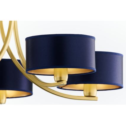 Jupiter 2094 - Lustra ar ķēdi ARTHUR 5xE27/15W/230V zila/zelta