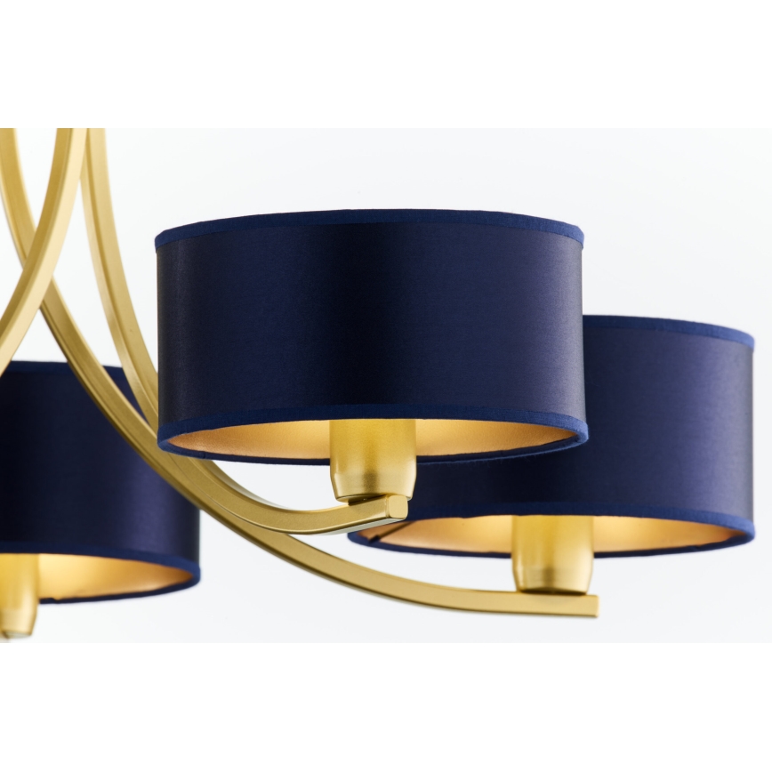 Jupiter 2094 - Lustra ar ķēdi ARTHUR 5xE27/15W/230V zila/zelta