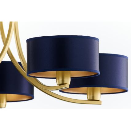 Jupiter 2094 - Lustra ar ķēdi ARTHUR 5xE27/15W/230V zila/zelta