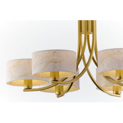 Jupiter 2098 - lustra uz ķēdes ARTHUR 6xE27/15W/230V balta/zelta/marmora dekors
