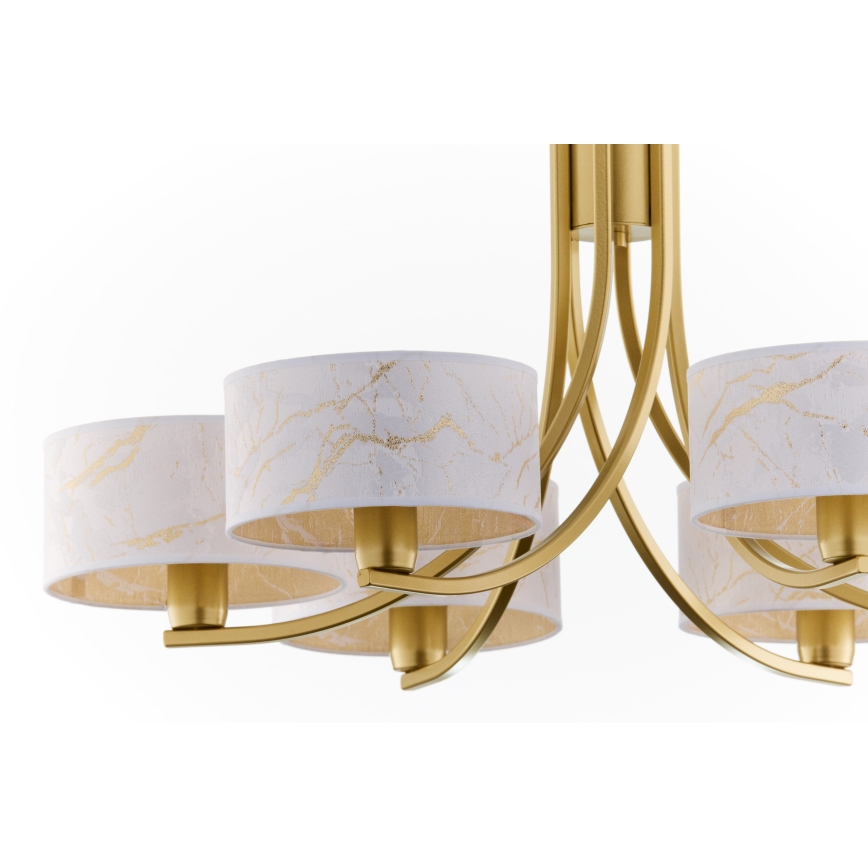 Jupiter 2098 - lustra uz ķēdes ARTHUR 6xE27/15W/230V balta/zelta/marmora dekors