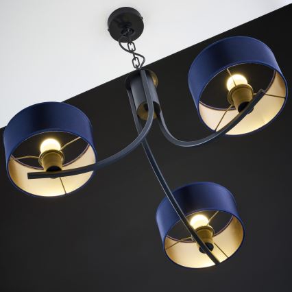Jupiter 2099 - Lustra uz ķēdes ARTHUR 3xE27/15W/230V zila/melna