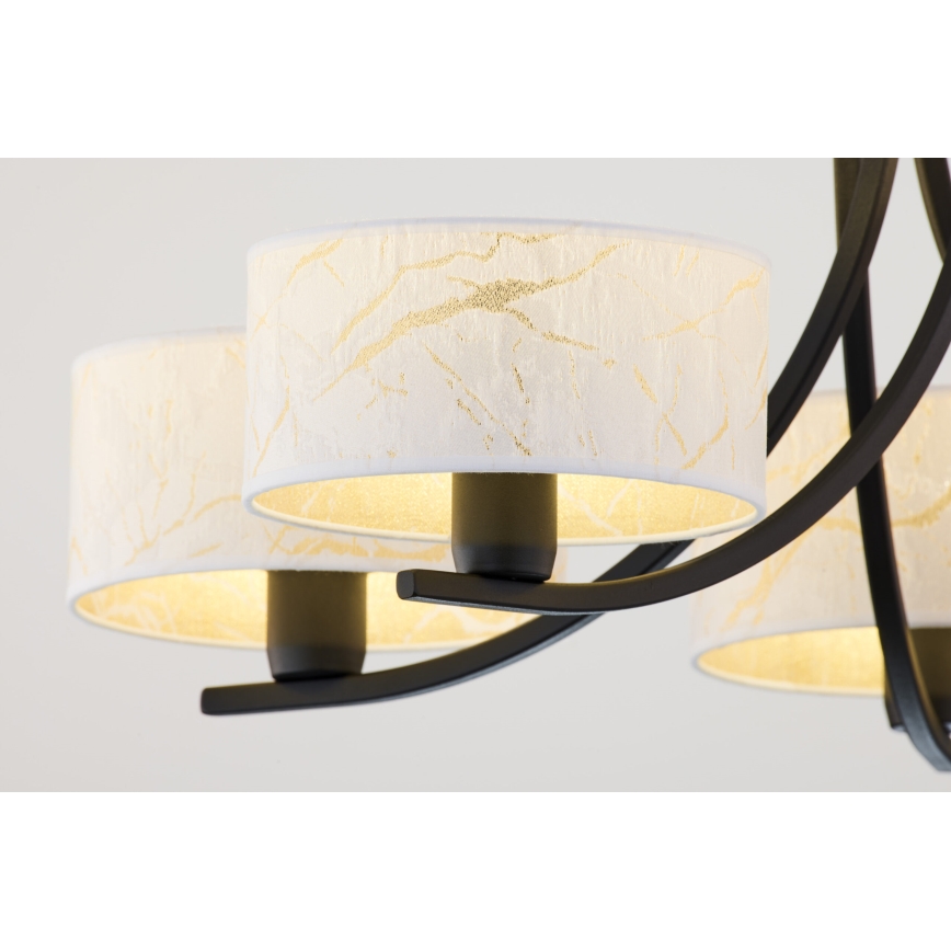 Jupiter 2104 - Karājamā lustra uz ķēdes ARTHUR 5xE27/15W/230V balta/melna/marmora dekors