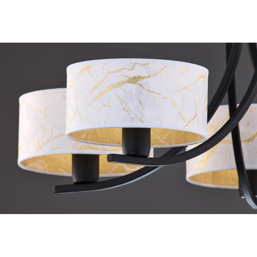 Jupiter 2104 - Karājamā lustra uz ķēdes ARTHUR 5xE27/15W/230V balta/melna/marmora dekors