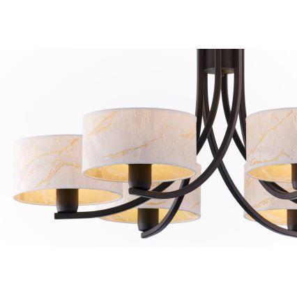 Jupiter 2105 - Karājoša lustra ARTHUR uz ķēdes 6xE27/15W/230V, balta/melna/marmora dekors