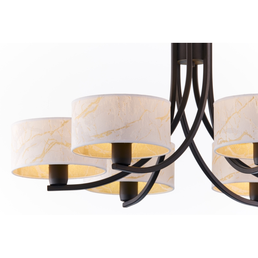 Jupiter 2105 - Karājoša lustra ARTHUR uz ķēdes 6xE27/15W/230V, balta/melna/marmora dekors