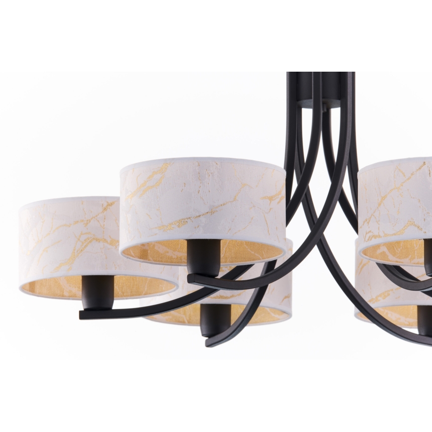 Jupiter 2105 - Karājoša lustra ARTHUR uz ķēdes 6xE27/15W/230V, balta/melna/marmora dekors