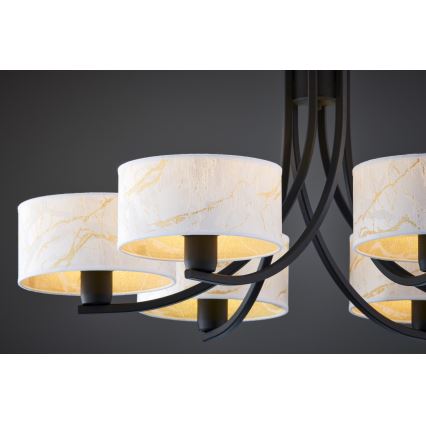 Jupiter 2105 - Karājoša lustra ARTHUR uz ķēdes 6xE27/15W/230V, balta/melna/marmora dekors