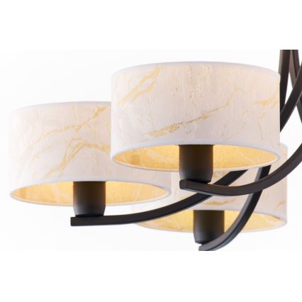 Jupiter 2105 - Karājoša lustra ARTHUR uz ķēdes 6xE27/15W/230V, balta/melna/marmora dekors