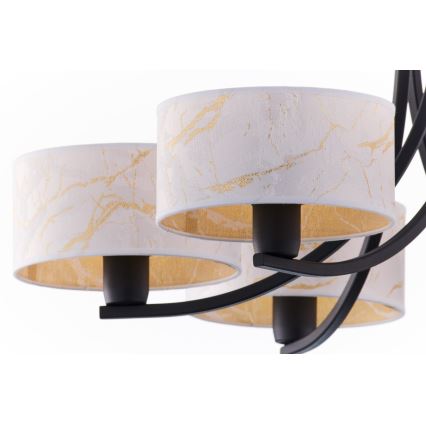 Jupiter 2105 - Karājoša lustra ARTHUR uz ķēdes 6xE27/15W/230V, balta/melna/marmora dekors