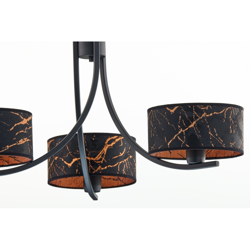Jupiter 2106 - ARTHUR ķēdes lustrs 3xE27/15W/230V melns/oranžs/marmora dekors