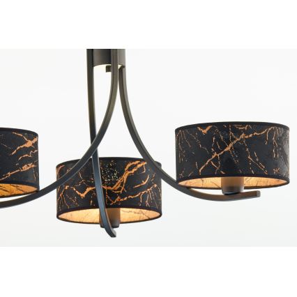 Jupiter 2106 - ARTHUR ķēdes lustrs 3xE27/15W/230V melns/oranžs/marmora dekors