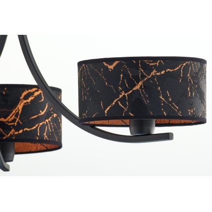 Jupiter 2106 - ARTHUR ķēdes lustrs 3xE27/15W/230V melns/oranžs/marmora dekors