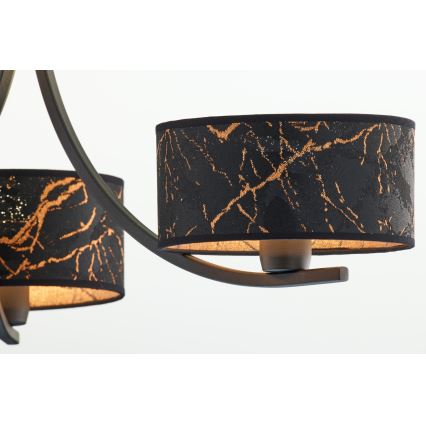 Jupiter 2106 - ARTHUR ķēdes lustrs 3xE27/15W/230V melns/oranžs/marmora dekors